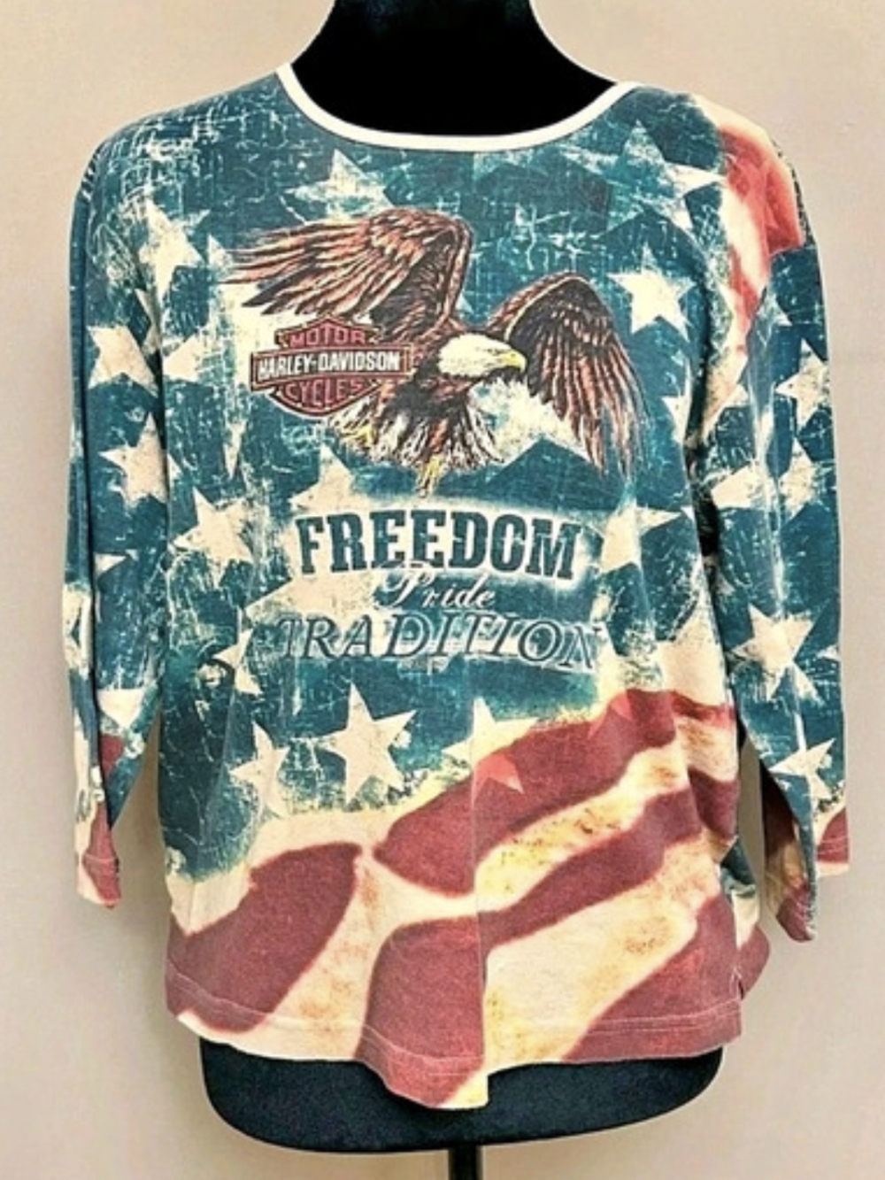 Harley-Davidson Freedom Pride Tradition American Flag Eagle Shirt Size 2X